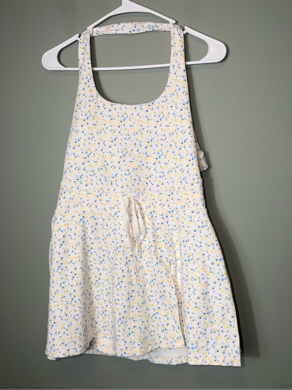 Blogilates Women’s New Game Set Match Dress Blue/Yellow Floral Print Medium